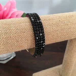 Official Swarovski Black Crystal Leather Bracelet